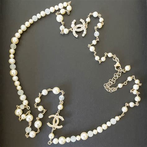 chanel necklace pearl cc|chanel pearl necklace retail price.